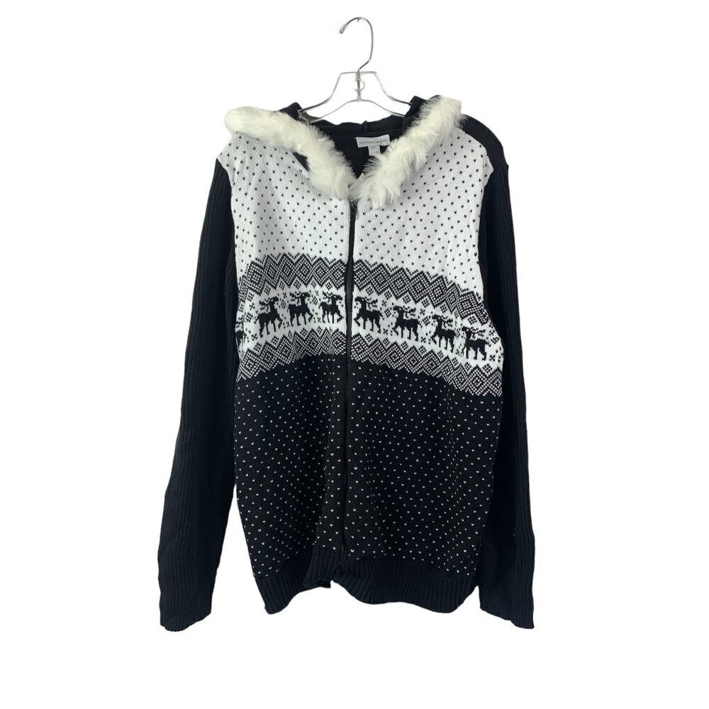 Fashion Bug Women's Reindeer Hooded Sweater